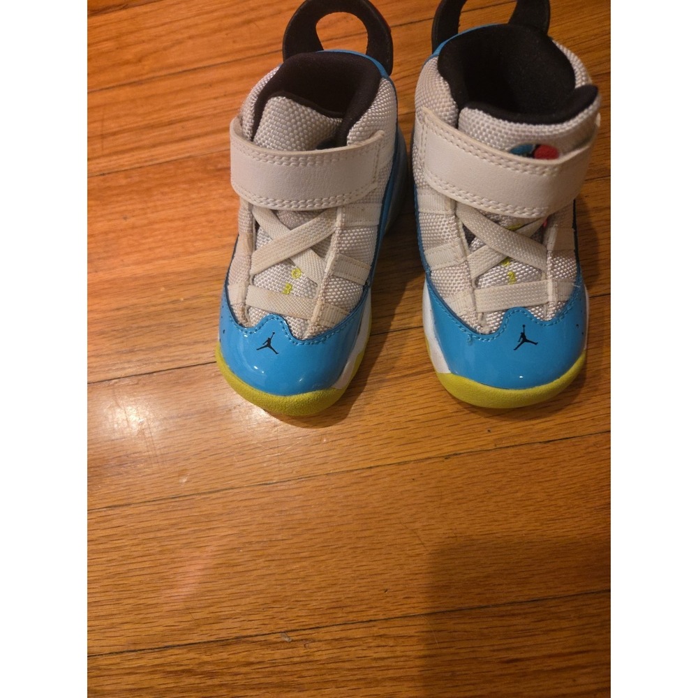 Nike Jordan 6 Rings White/Light Blue Fury-Cyber TD Toddler Size 5C - Picture 11 of 15